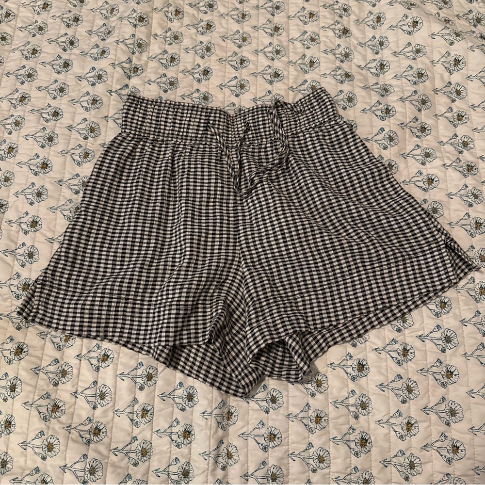Melrose and Market Black and White Checkered Gingham High Waist Shorts